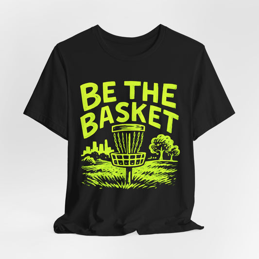 BE THE BASKET Disc Golf Basket Lime Green Distressed, Disc Golf Unisex T-Shirt