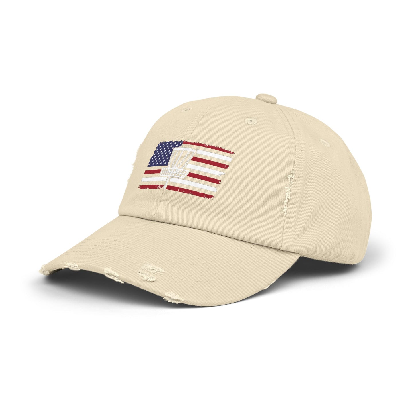 Patriotic Disc Golf Distressed Unisex Baseball Hat, Disc Golf Hat