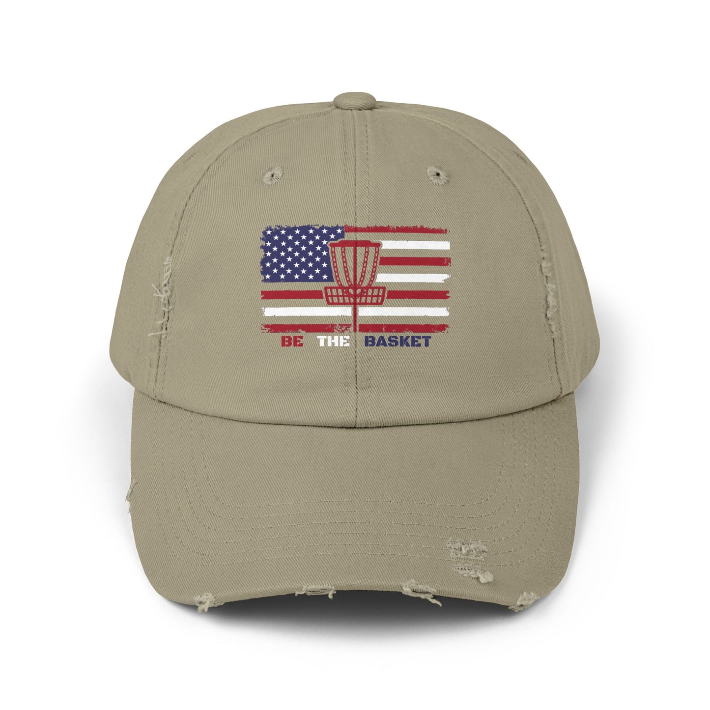 Patriotic Distressed Hat - BE THE BASKET Disc Golf, Unisex Baseball Hat,