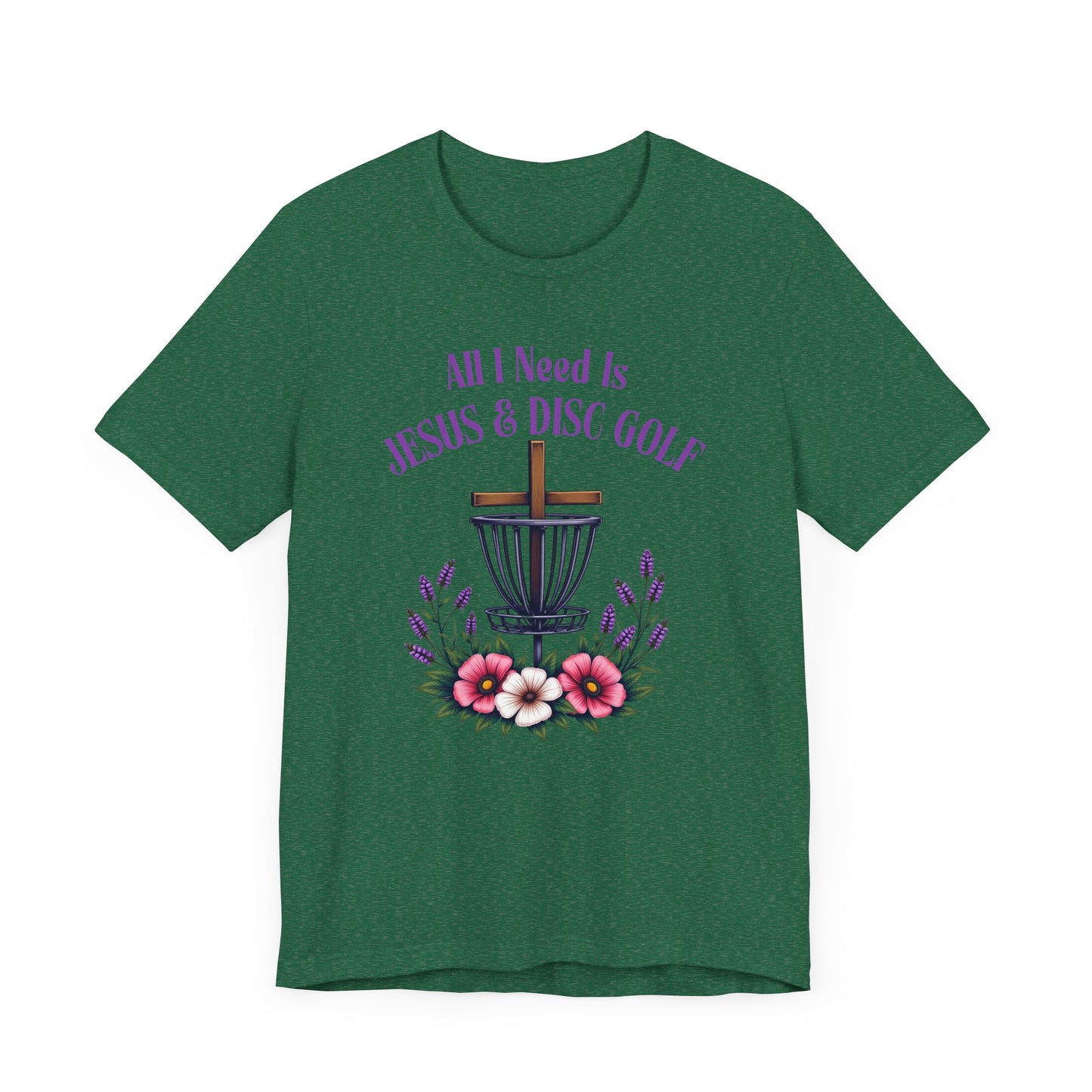 All I Need Is Jesus & Disc Golf Softstyle Unisex T-Shirt, JESUS and DISC GOLF, Purple