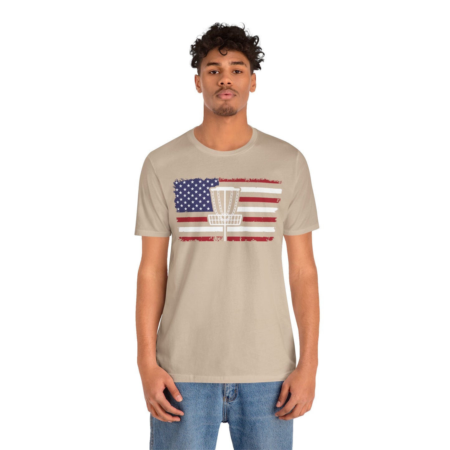 Patriotic Disc Golf Unisex T-Shirt, White Basket , Disc Golf Shirt