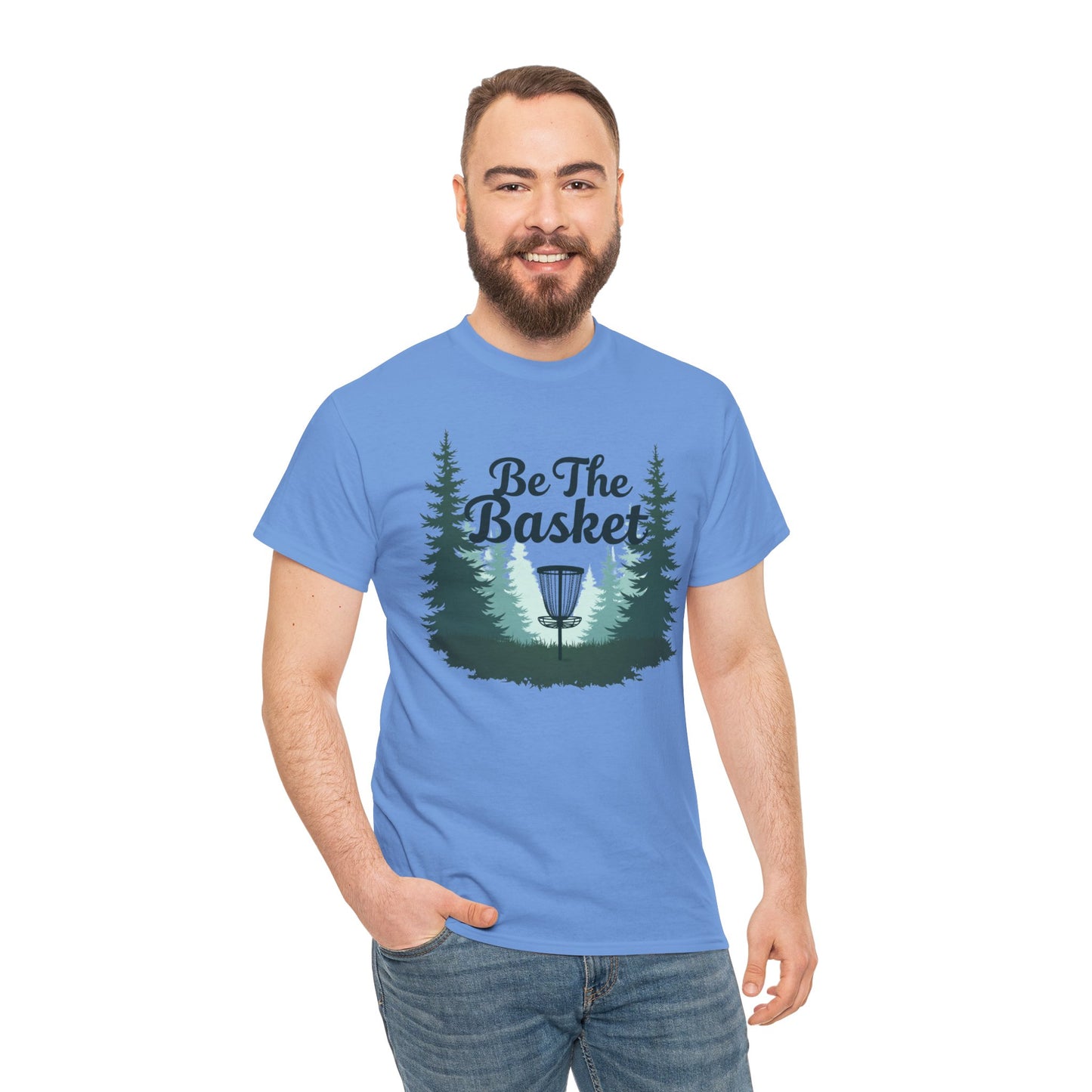 BE THE BASKET Outdoor Disc Golf Unisex Heavy Cotton T-Shirt - Perfect for Disc Golf Enthusiasts