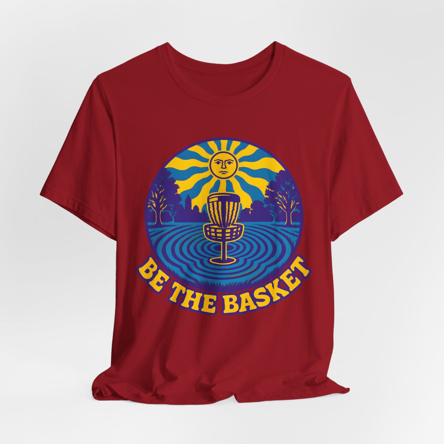 BE THE BASKET Disc Golf Basket Groovy Sun, Disc Golf Unisex T-Shirt