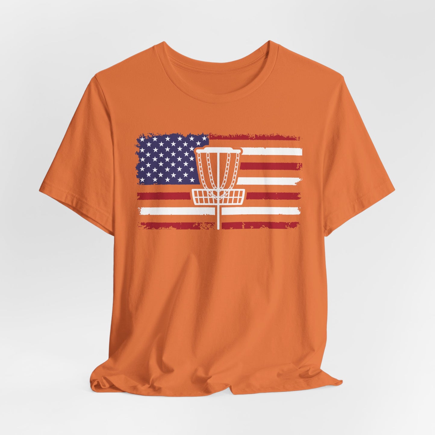 Patriotic Disc Golf Unisex T-Shirt, White Basket , Disc Golf Shirt