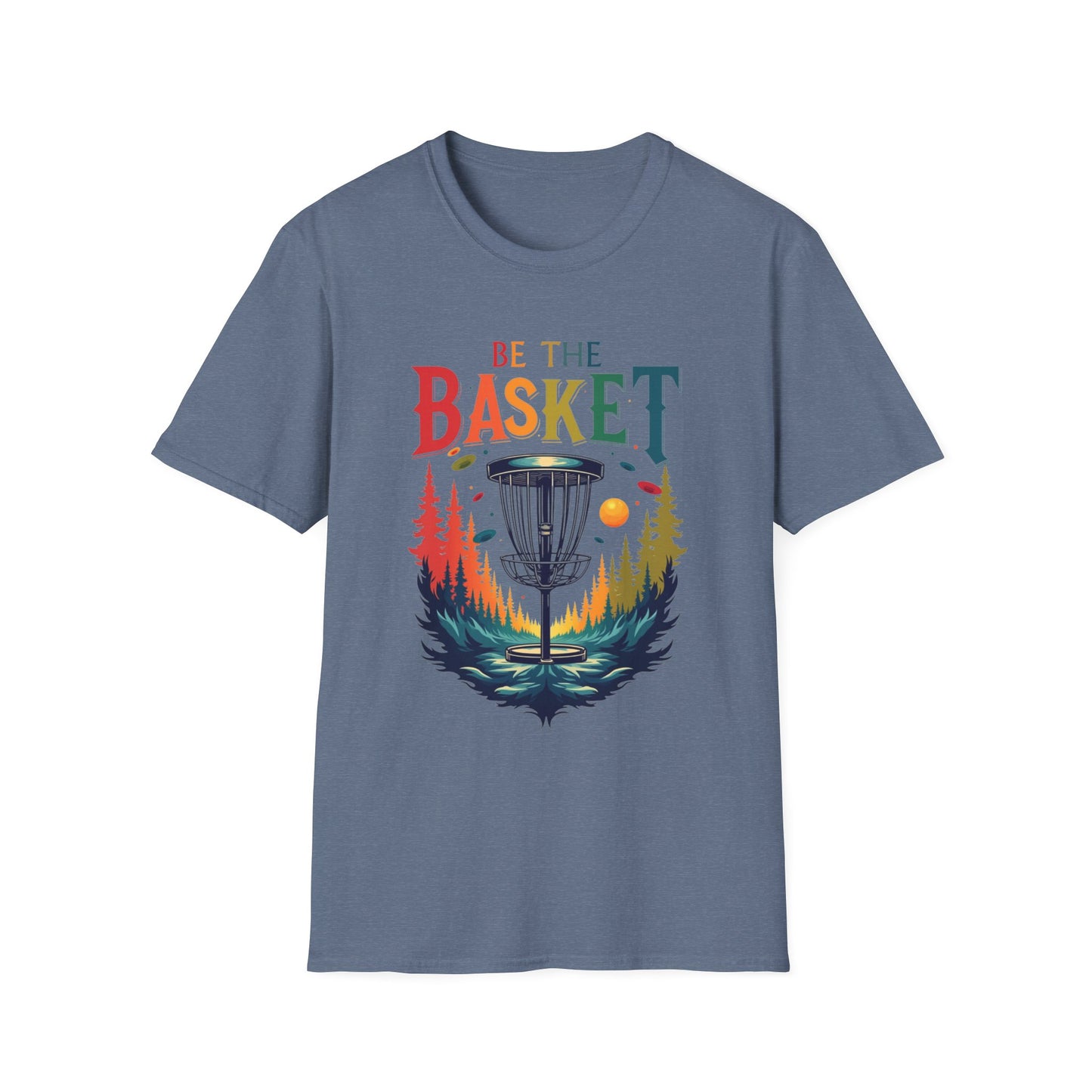 BE THE BASKET Colorful Trees Disc Golf  Unisex Softstyle T-Shirt - Perfect for Disc Golf Lovers