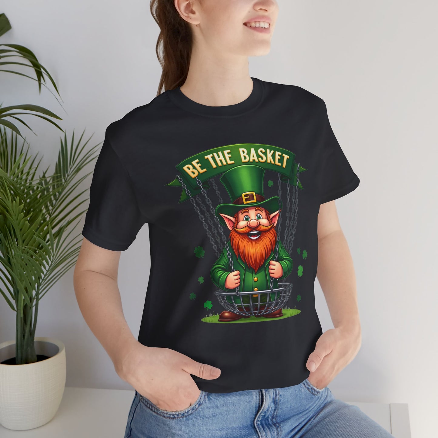 BE THE BASKET Leprechaun Design Unisex T-Shirt, DISC GOLF SHIRT