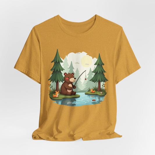 Cute Bear Fishing Unisex T-Shirt