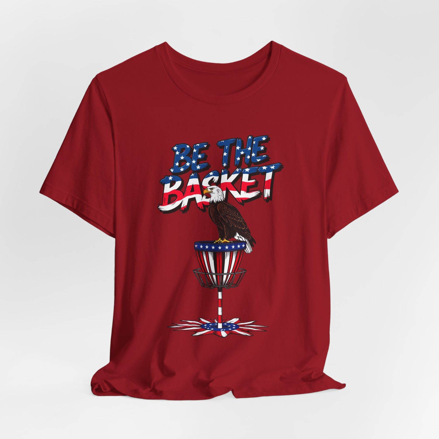 BE THE BASKET Patriotic Disc Golf Eagle Unisex T-Shirt - Perfect for Disc Golf Lovers
