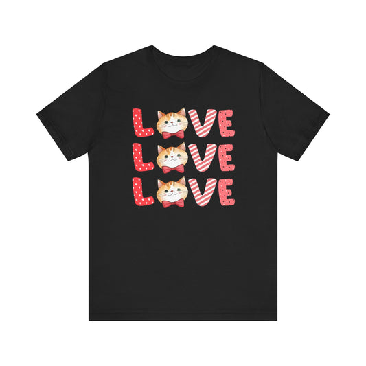 Cute Cat Love Unisex T-Shirt, Love Love Love cat design