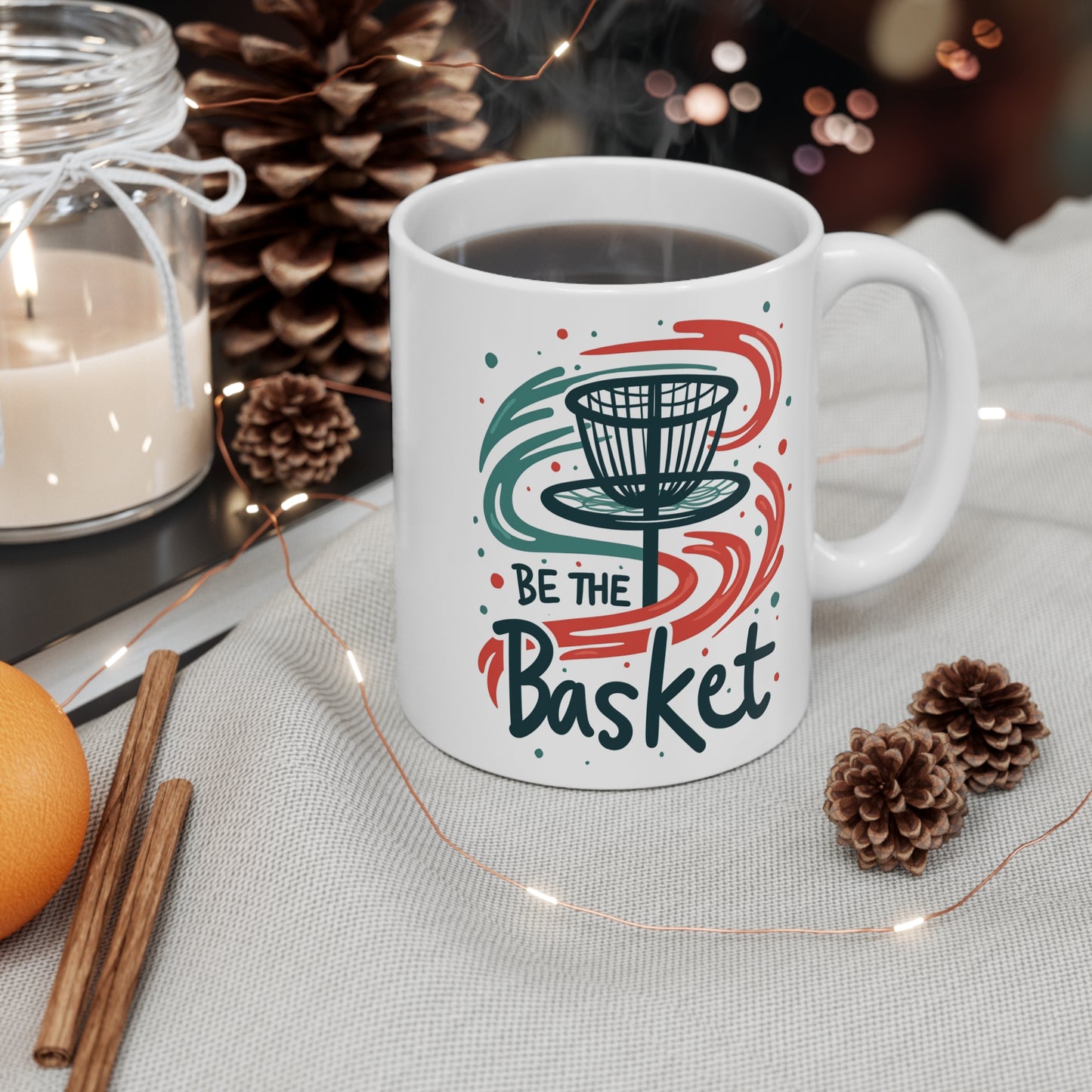 BE THE BASKET Disc Golf  Mug  Swirl Basket Design Mug