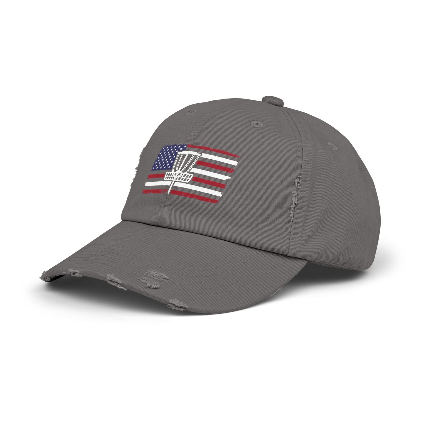 Patriotic Disc Golf Distressed Unisex Baseball Hat, Disc Golf Hat