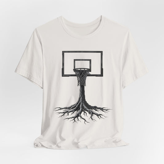 BE THE BASKET Basketball Goal Tree Black and White, Unisex Softstyle T-shirt, Disc Golf Shirt