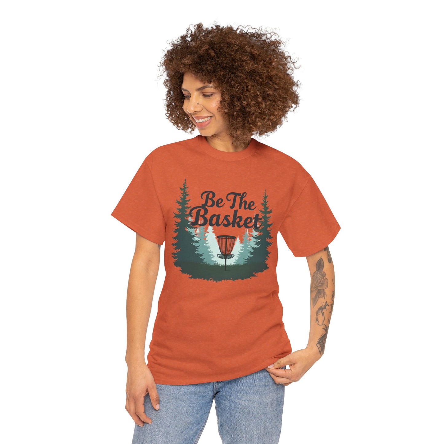 BE THE BASKET Outdoor Disc Golf Unisex Heavy Cotton T-Shirt - Perfect for Disc Golf Enthusiasts